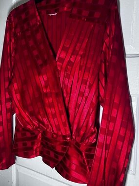 Red Women’s Satin Jacket - Elegant Wrap Style